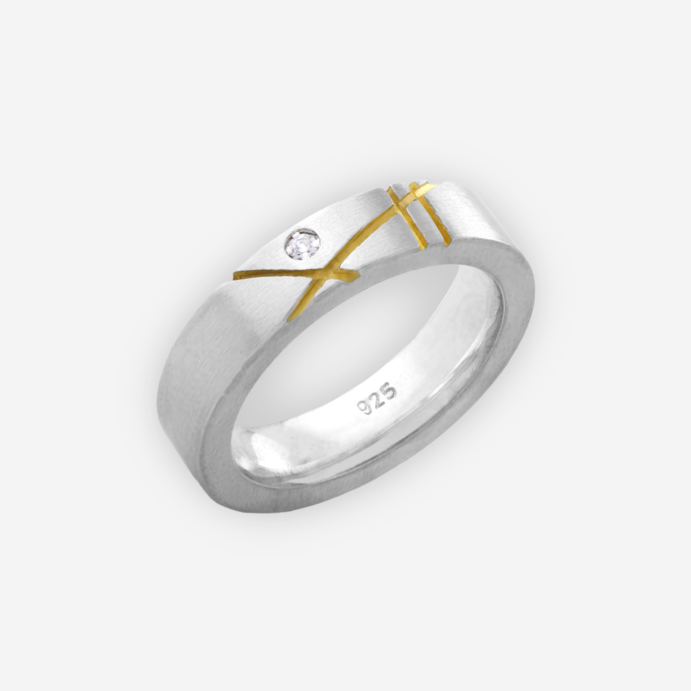 925k Sterling Silver Carved Design Heavy Men's Ring | Kar Silver