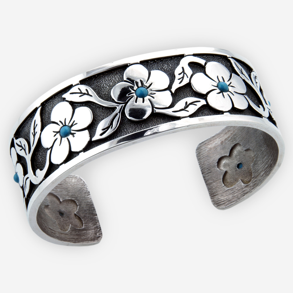 Sterling Silver Anthurium Flower Cuff Bracelet – Aleishla Jewelry