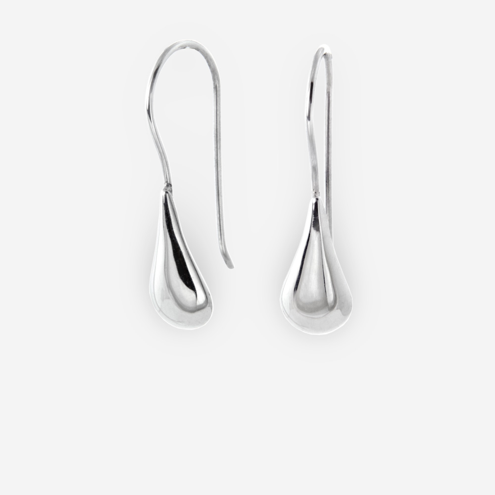 Sterling Silver Contemporary Curve Teardrop Earrings - Zanfeld