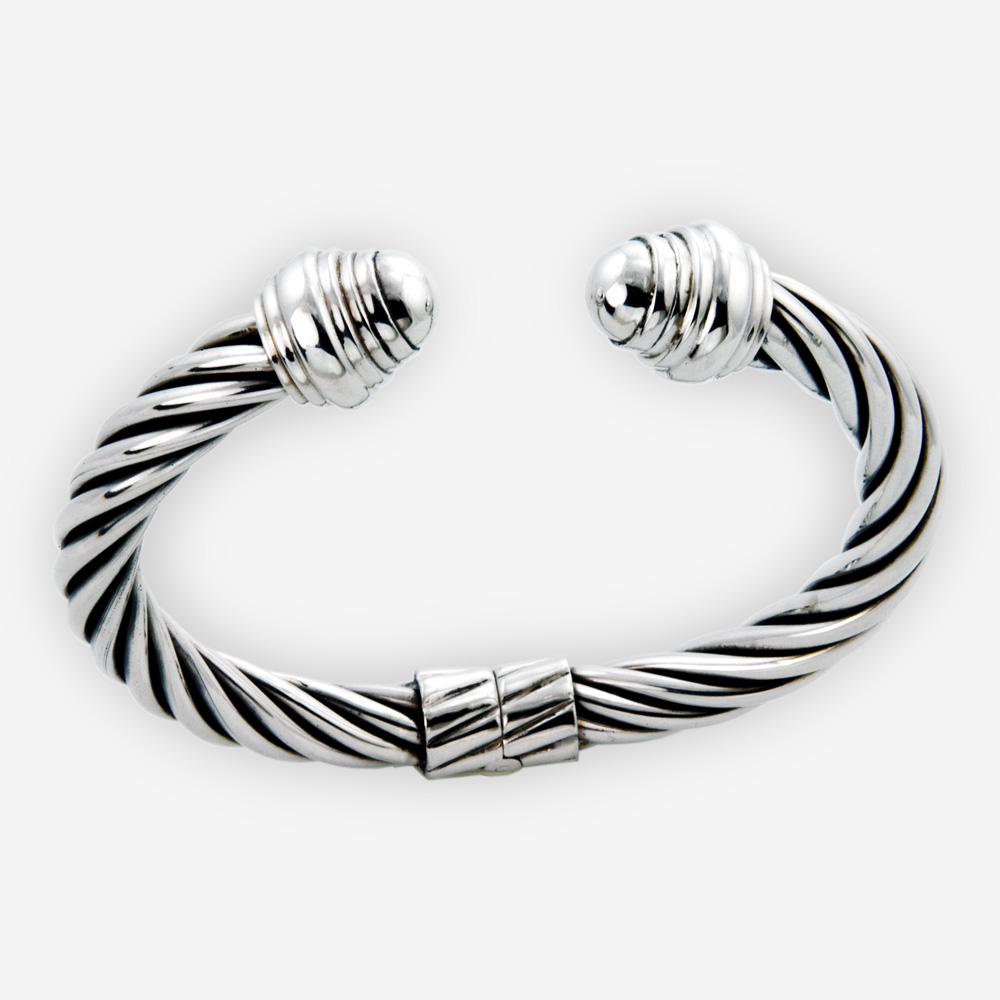 Stainless Steel Bronze Silver-Tone Twisted Cable Rope Classic Mens Link  Bracelet | eBay