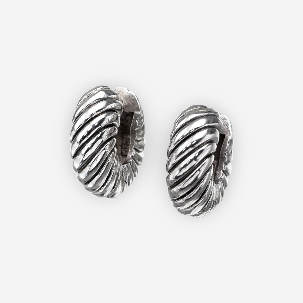 Small Thick Sterling Silver Hoop Earrings - Polished Finish - Zanfeld